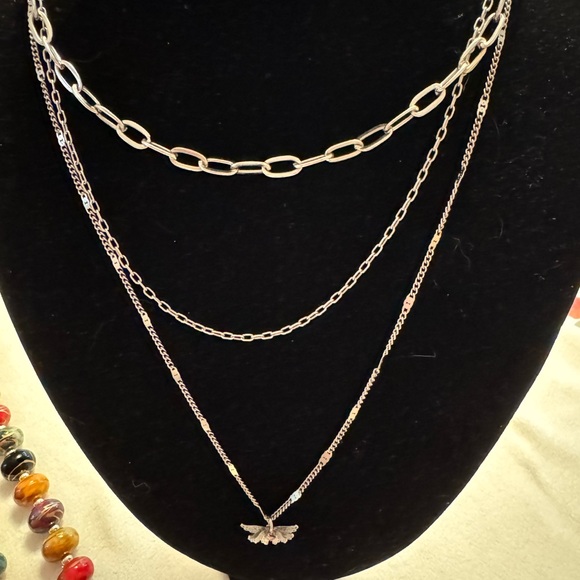 Filigree Butterfly 3 strand NECKLACE VINTAGE - Picture 5 of 7